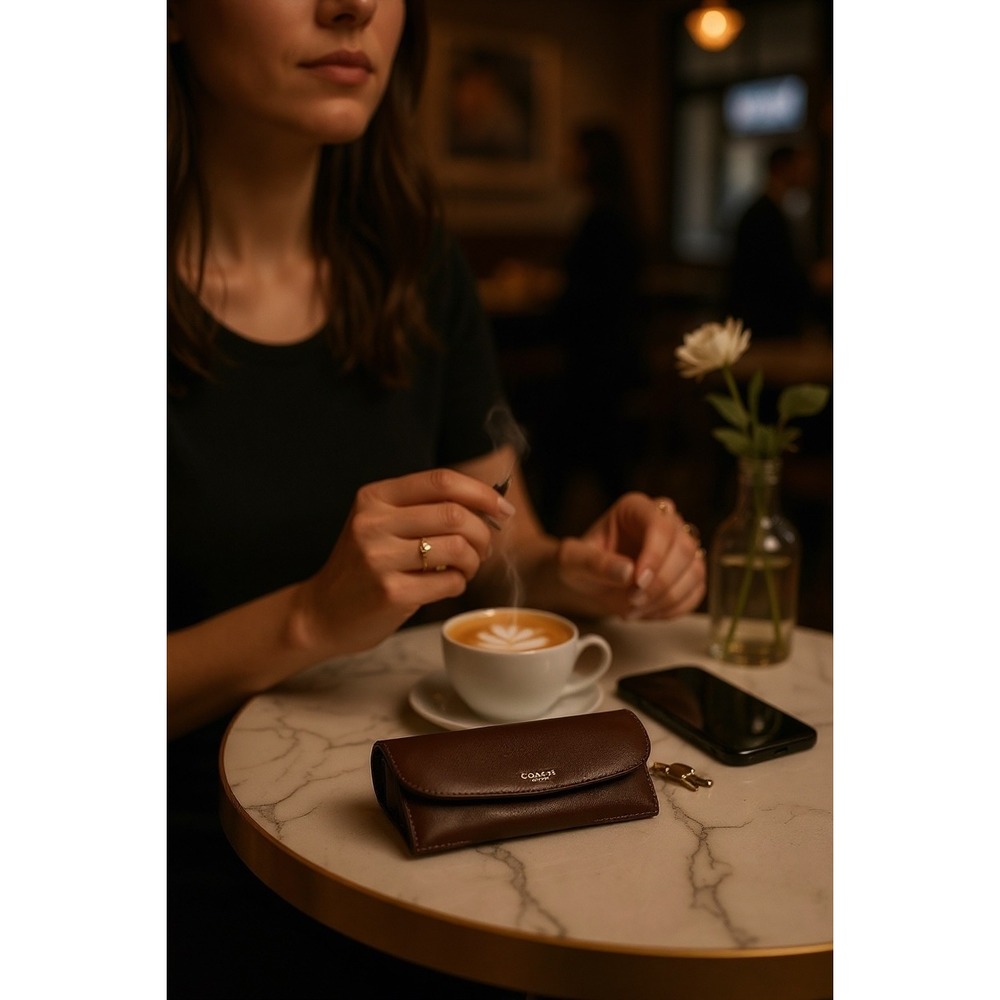 Coach‎ Crossgrain Leather Slim Envelope Wallet Brown w/ Care Cards